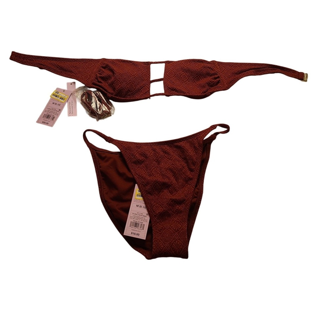 wild fable Rust Brown Textured Cutout Bikini